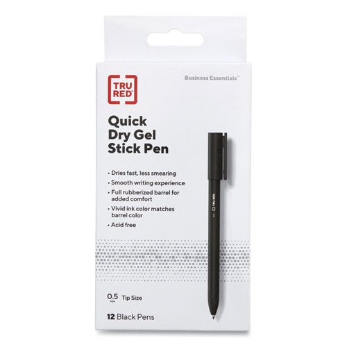 TRU RED™ Quick Dry Gel Pen, Stick, Fine 0.5 Mm, Black Ink, Black Barrel, Dozen freeshipping - TVN Wholesale