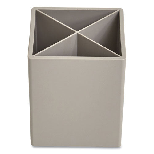 TRU RED™ Divided Plastic Pencil Cup, 3.31 X 3.31 X 3.87, Gray freeshipping - TVN Wholesale