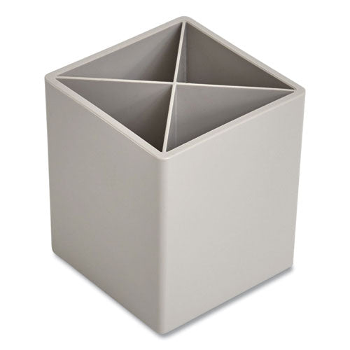 TRU RED™ Divided Plastic Pencil Cup, 3.31 X 3.31 X 3.87, Gray freeshipping - TVN Wholesale