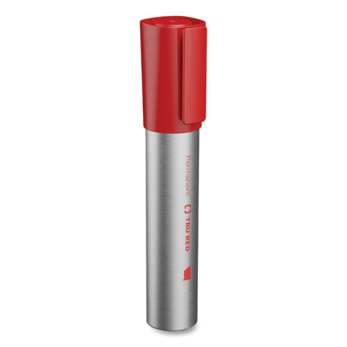 TRU RED™ Xl Permanent Marker, Extra-broad Chisel Tip, Red freeshipping - TVN Wholesale