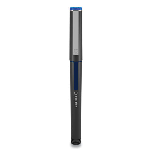 TRU RED™ Roller Ball Pen, Stick, Fine 0.5 Mm Needle Tip, Blue Ink, Black Barrel, Dozen freeshipping - TVN Wholesale