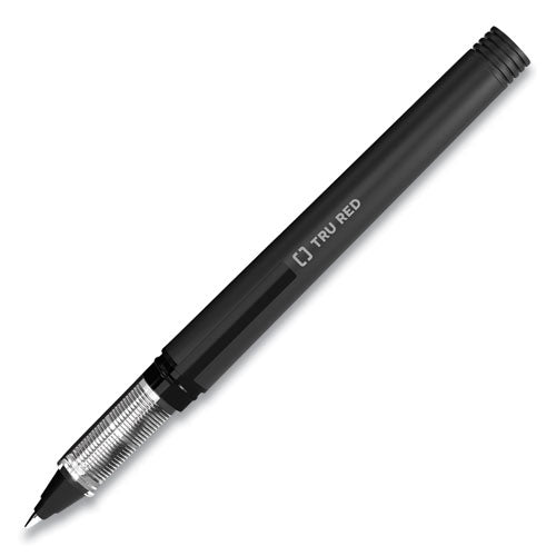 TRU RED™ Roller Ball Pen, Stick, Fine 0.5 Mm, Black Ink, Black Barrel, Dozen freeshipping - TVN Wholesale