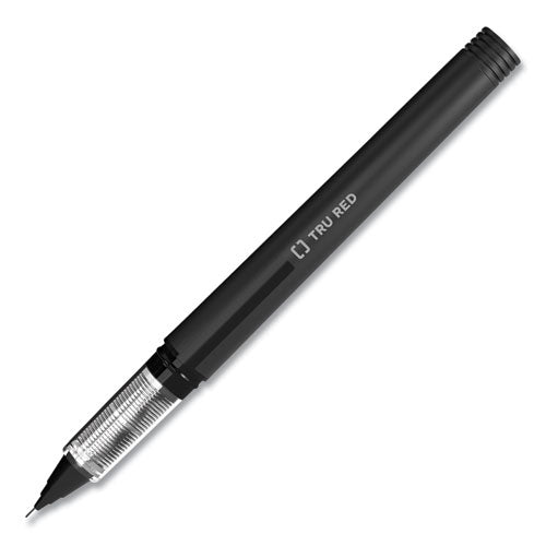 TRU RED™ Roller Ball Pen, Stick, Fine 0.5 Mm Needle Tip, Black Ink, Black Barrel, Dozen freeshipping - TVN Wholesale