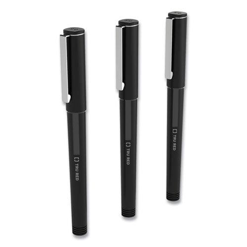 TRU RED™ Roller Ball Pen, Stick, Fine 0.5 Mm, Black Ink, Black Barrel, 3-pack freeshipping - TVN Wholesale