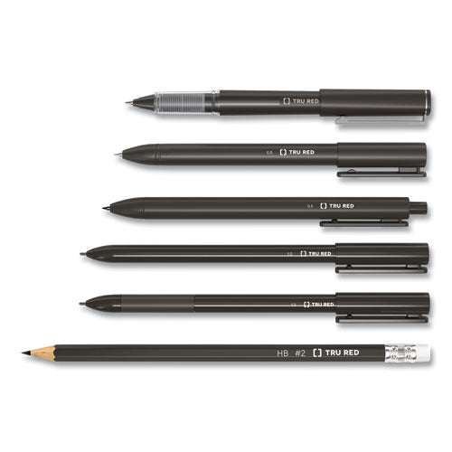 TRU RED™ Roller Ball Pen, Stick, Fine 0.5 Mm, Black Ink, Black Barrel, 3-pack freeshipping - TVN Wholesale