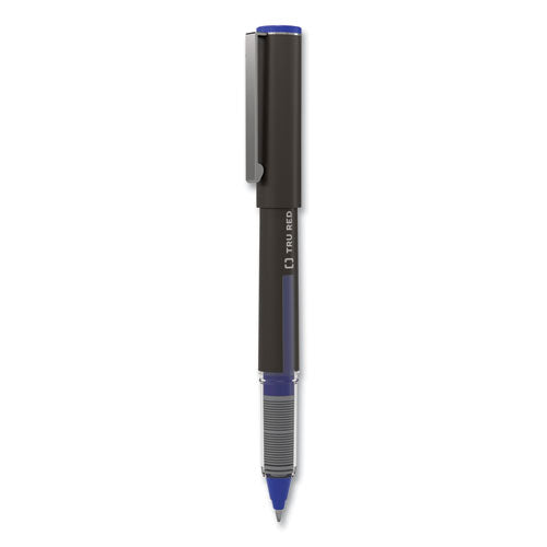 TRU RED™ Roller Ball Pen, Stick, Fine 0.5 Mm, Blue Ink, Black Barrel, 3-pack freeshipping - TVN Wholesale