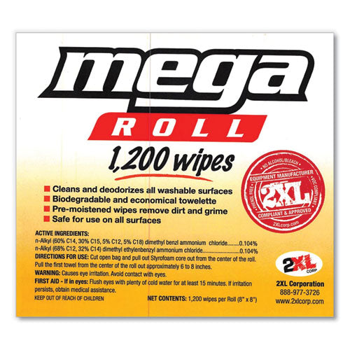 2XL Gym Wipes Mega Roll Refill, 8 X 8, White, 1200-roll, 2 Rolls-carton freeshipping - TVN Wholesale