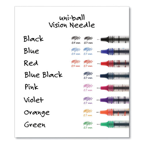 uni-ball® Vision Needle Roller Ball Pen, Stick, Fine 0.7 Mm, Black Ink, Silver Barrel, Dozen freeshipping - TVN Wholesale
