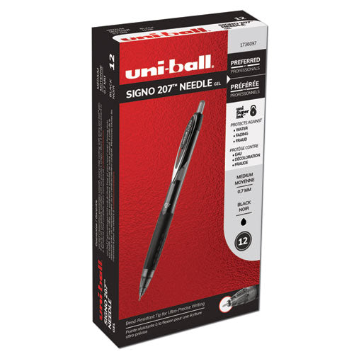 uni-ball® Signo 207 Needle Point Gel Pen, Retractable, Medium 0.7 Mm, Black Ink, Black Barrel, Dozen freeshipping - TVN Wholesale