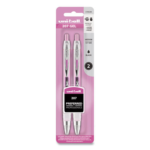 uni-ball® Signo 207 Gel Pen, Retractable, Medium 0.7 Mm, Black Ink, Pink Barrel, 2-pack freeshipping - TVN Wholesale