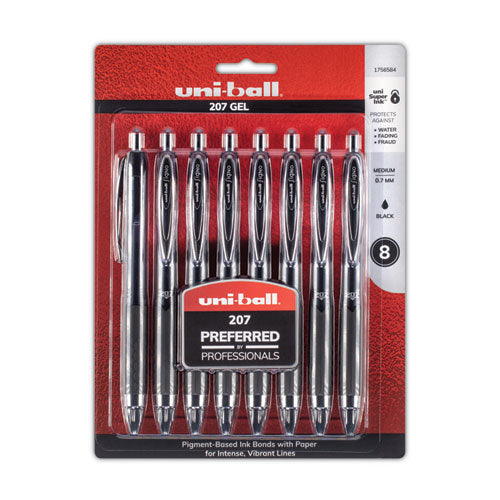 uni-ball® Signo 207 Gel Pen, Retractable, Medium 0.7 Mm, Black Ink, Translucent Black Barrel, 8-pack freeshipping - TVN Wholesale