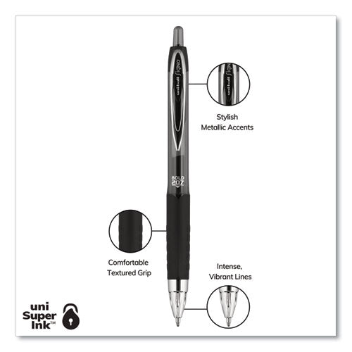 uni-ball® Signo 207 Gel Pen, Retractable, Bold 1 Mm, Black Ink, Translucent Black Barrel, Dozen freeshipping - TVN Wholesale
