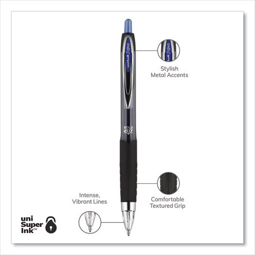uni-ball® Signo 207 Gel Pen, Retractable, Bold 1 Mm, Blue Ink, Black-blue Barrel, Dozen freeshipping - TVN Wholesale