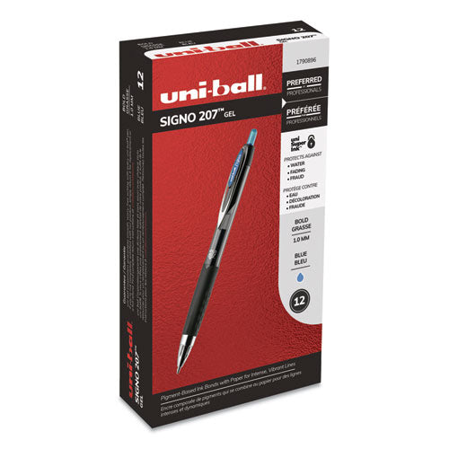 uni-ball® Signo 207 Gel Pen, Retractable, Bold 1 Mm, Blue Ink, Black-blue Barrel, Dozen freeshipping - TVN Wholesale