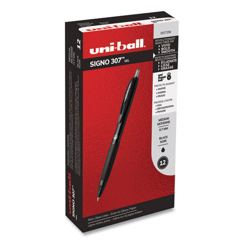 uni-ball® 307 Gel Pen, Retractable, Medium 0.7 Mm, Black Ink, Black Barrel, Dozen freeshipping - TVN Wholesale