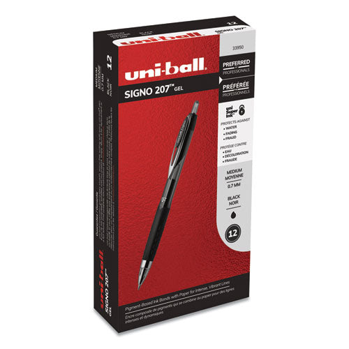 uni-ball® Signo 207 Gel Pen, Retractable, Medium 0.7 Mm, Black Ink, Smoke-black Barrel, Dozen freeshipping - TVN Wholesale