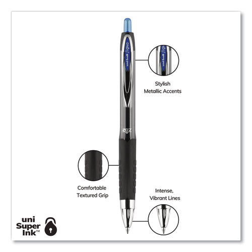 uni-ball® Signo 207 Gel Pen, Retractable, Medium 0.7 Mm, Blue Ink, Smoke-black-blue Barrel, Dozen freeshipping - TVN Wholesale