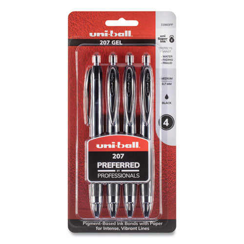 uni-ball® Signo 207 Gel Pen, Retractable, Medium 0.7 Mm, Black Ink, Translucent Black Barrel, 4-pack freeshipping - TVN Wholesale