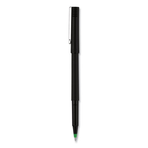 uni-ball® Roller Ball Pen, Stick, Micro 0.5 Mm, Green Ink, Black Matte Barrel, Dozen freeshipping - TVN Wholesale
