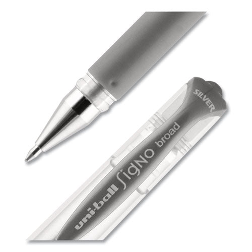 uni-ball® Impact Gel Pen, Stick, Medium 1 Mm, Silver Metallic Ink, Silver Barrel freeshipping - TVN Wholesale