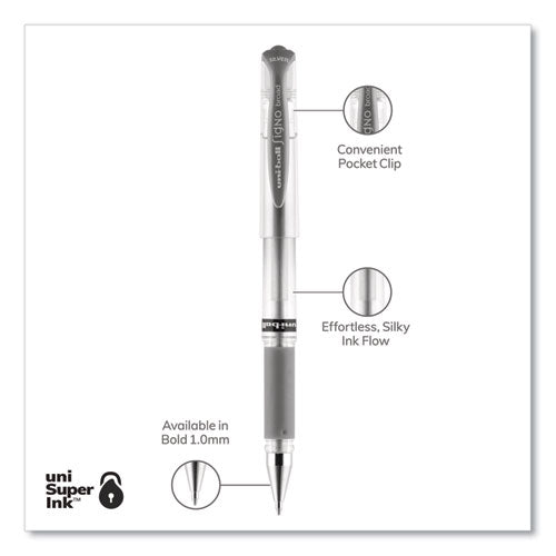 uni-ball® Impact Gel Pen, Stick, Medium 1 Mm, Silver Metallic Ink, Silver Barrel freeshipping - TVN Wholesale