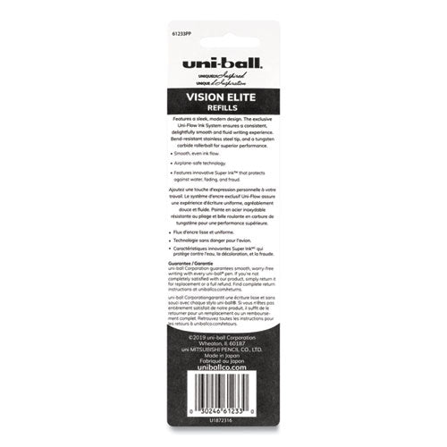 uni-ball® Refill For Vision Elite Roller Ball Pens, Bold Conical Tip, Black Ink, 2-pack freeshipping - TVN Wholesale