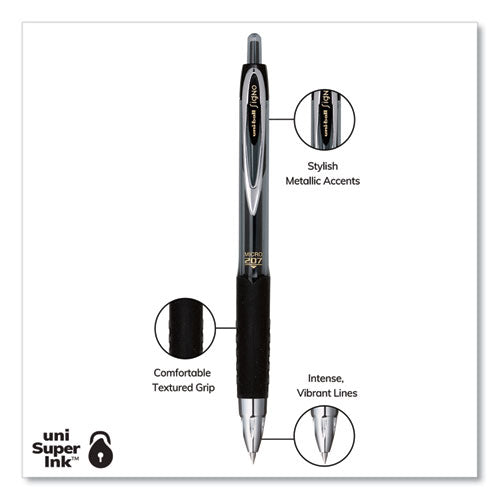 uni-ball® Signo 207 Gel Pen, Retractable, Micro 0.5 Mm, Black Ink, Smoke-black Barrel, Dozen freeshipping - TVN Wholesale