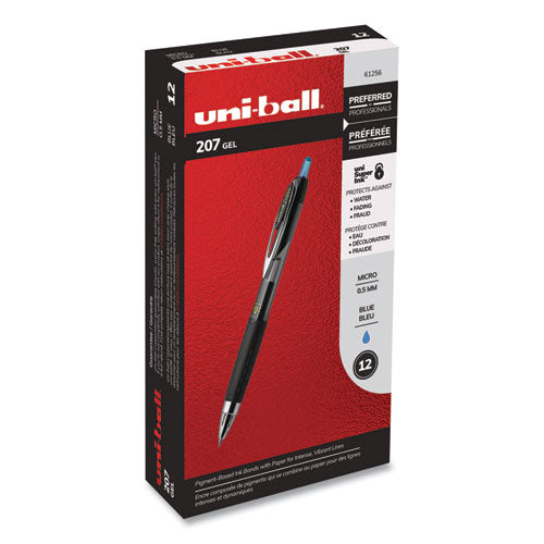uni-ball® Signo 207 Gel Pen, Retractable, Micro 0.5 Mm, Blue Ink, Smoke-black-blue Barrel, Dozen freeshipping - TVN Wholesale