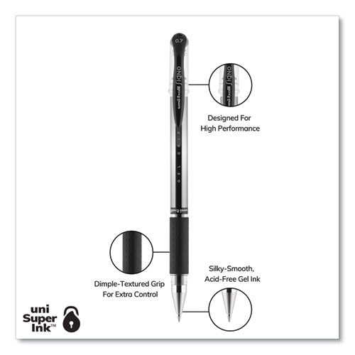 uni-ball® Signo Grip Gel Pen, Stick, Medium 0.7 Mm, Black Ink, Silver-black Barrel, Dozen freeshipping - TVN Wholesale
