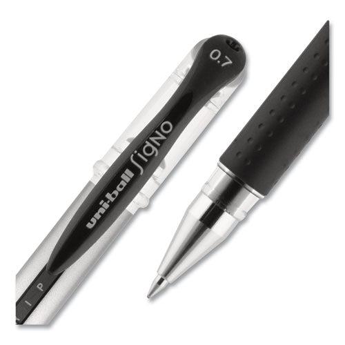 uni-ball® Signo Grip Gel Pen, Stick, Medium 0.7 Mm, Black Ink, Silver-black Barrel, Dozen freeshipping - TVN Wholesale