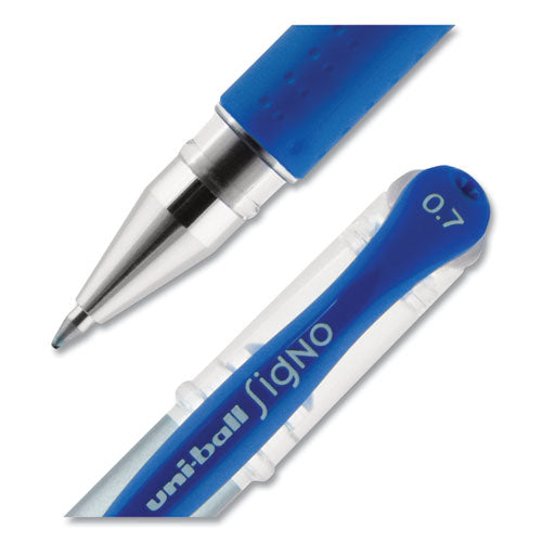 uni-ball® Signo Grip Gel Pen, Stick, Medium 0.7 Mm, Blue Ink, Silver-blue Barrel, Dozen freeshipping - TVN Wholesale