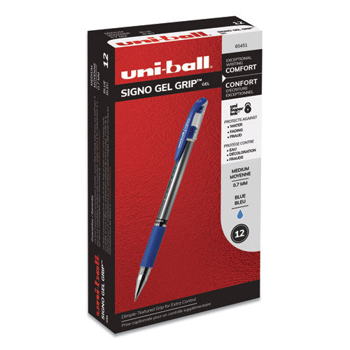 uni-ball® Signo Grip Gel Pen, Stick, Medium 0.7 Mm, Blue Ink, Silver-blue Barrel, Dozen freeshipping - TVN Wholesale