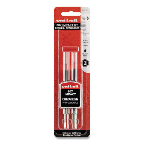 uni-ball® Refill For Gel 207 Impact Rt Roller Ball Pens, Bold Conical Tip, Black Ink, 2-pack freeshipping - TVN Wholesale
