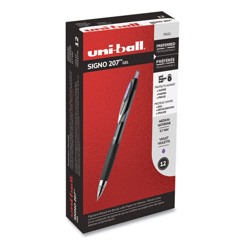 uni-ball® Signo 207 Gel Pen, Retractable, Medium 0.7 Mm, Purple Ink, Smoke-black-purple Barrel, Dozen freeshipping - TVN Wholesale