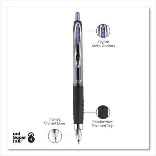 uni-ball® Signo 207 Gel Pen, Retractable, Medium 0.7 Mm, Purple Ink, Smoke-black-purple Barrel, Dozen freeshipping - TVN Wholesale