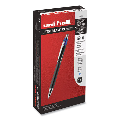 uni-ball® Jetstream Retractable Ballpoint Pen, Bold 1 Mm, Blue Ink, Black Barrel freeshipping - TVN Wholesale