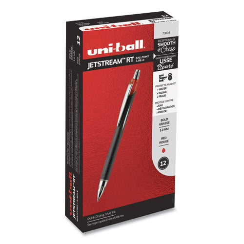 uni-ball® Jetstream Retractable Ballpoint Pen, Bold 1 Mm, Red Ink, Black Barrel freeshipping - TVN Wholesale