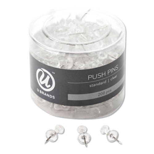 U Brands Standard Push Pins, Plastic, Clear, 7-16", 200-pack freeshipping - TVN Wholesale