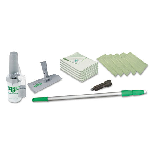 Unger® Speedclean Window Cleaning Kit, 72" To 80", Extension Pole With 8" Pad Holder, Silver-green freeshipping - TVN Wholesale