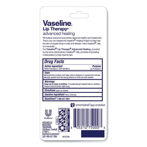 Vaseline® Lip Therapy Advanced Lip Balm, Original, 0.35 Oz, 72-carton freeshipping - TVN Wholesale