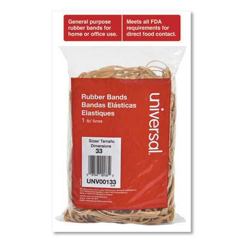 Universal® Rubber Bands, Size 33, 0.04" Gauge, Beige, 1 Lb Box, 640-pack freeshipping - TVN Wholesale