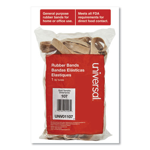 Universal® Rubber Bands, Size 107, 0.06" Gauge, Beige, 1 Lb Box, 40-pack freeshipping - TVN Wholesale