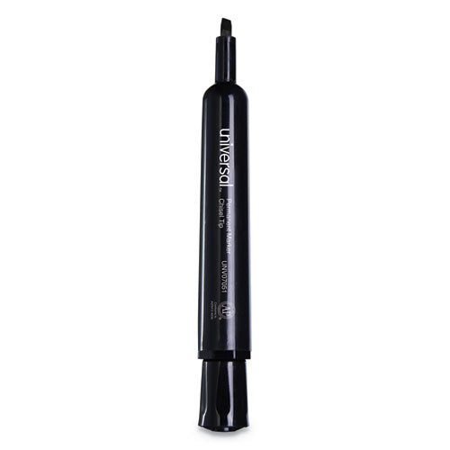 Universal™ Chisel Tip Permanent Marker, Broad Chisel Tip, Black, Dozen freeshipping - TVN Wholesale