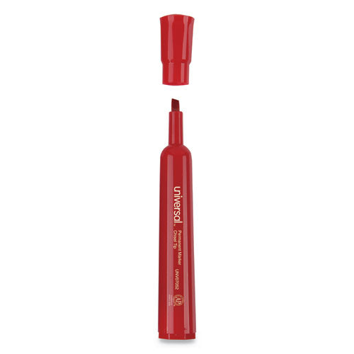 Universal™ Chisel Tip Permanent Marker, Broad Chisel Tip, Red, Dozen freeshipping - TVN Wholesale