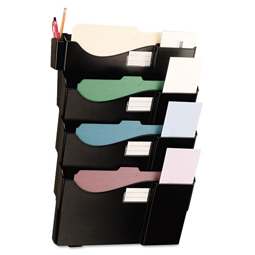 Universal® Grande Central Filing System, Four Pocket, Wall Mount, Plastic, Black freeshipping - TVN Wholesale