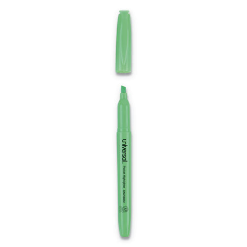 Universal™ Pocket Highlighters, Fluorescent Green Ink, Chisel Tip, Green Barrel, Dozen freeshipping - TVN Wholesale
