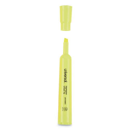 Universal™ Desk Highlighters, Fluorescent Yellow Ink, Chisel Tip, Yellow Barrel, Dozen freeshipping - TVN Wholesale