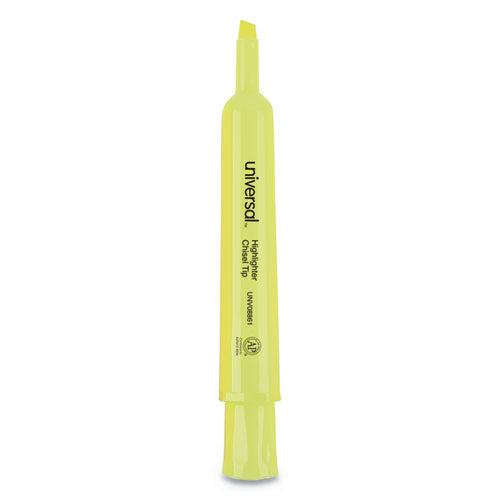 Universal™ Desk Highlighters, Fluorescent Yellow Ink, Chisel Tip, Yellow Barrel, Dozen freeshipping - TVN Wholesale