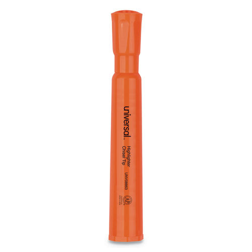 Universal™ Desk Highlighters, Fluorescent Orange Ink, Chisel Tip, Orange Barrel, Dozen freeshipping - TVN Wholesale