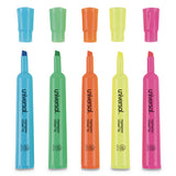 Desk Highlighters, Fluorescent Pink Ink, Chisel Tip, Pink Barrel, Dozen